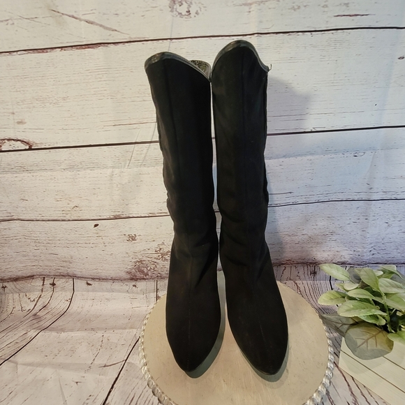 Kickerino Alaskan Black Suede Women's Kitten Heel Calf Boots Approx Size 8M - Picture 10 of 14